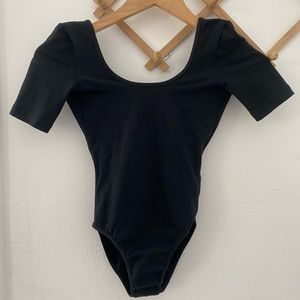 Cotton Spandex Short Sleeve Scoop Back Bodysuit